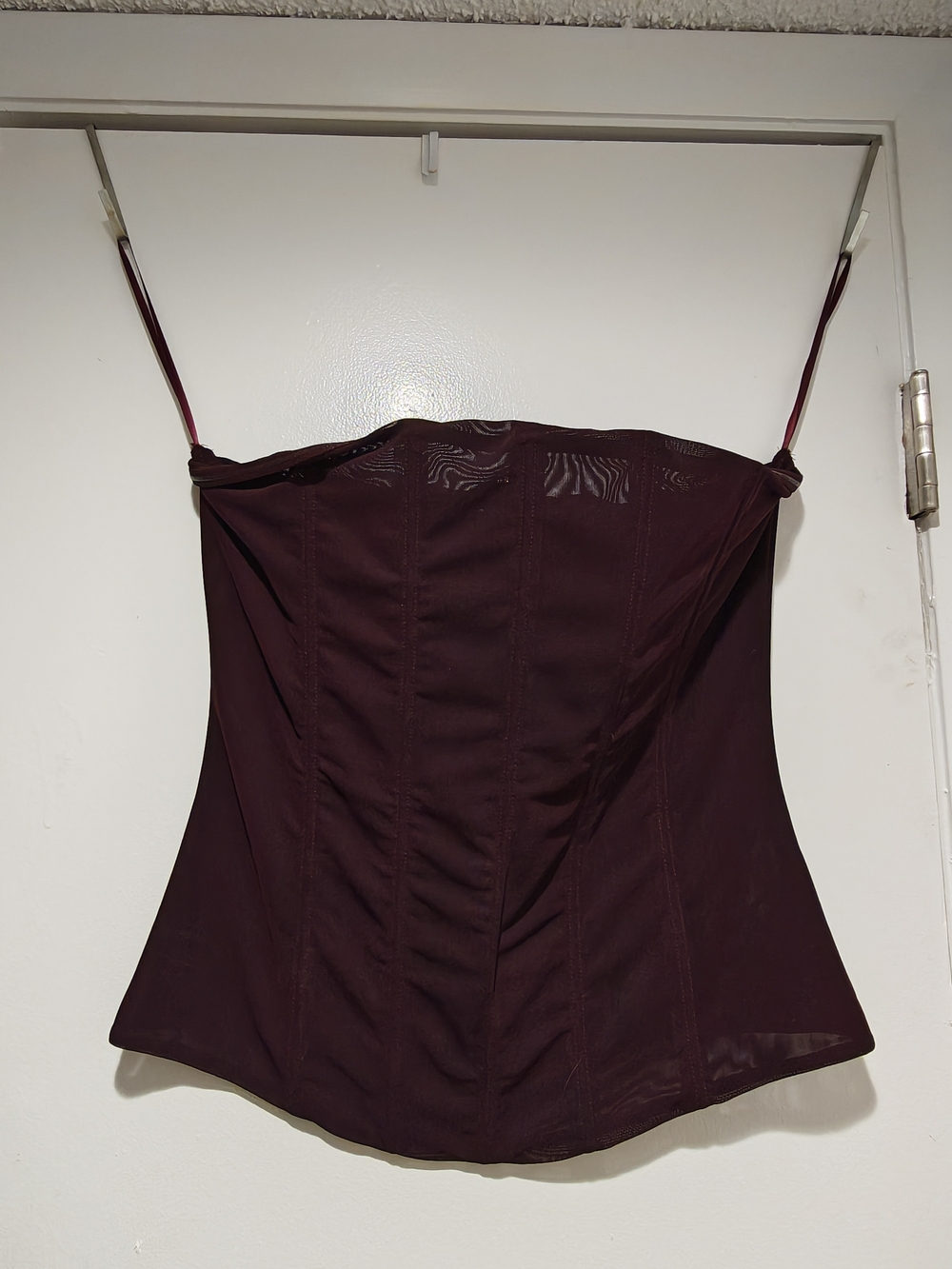 Missguided Burgundy Mesh Corset Style Cami Top (XL)